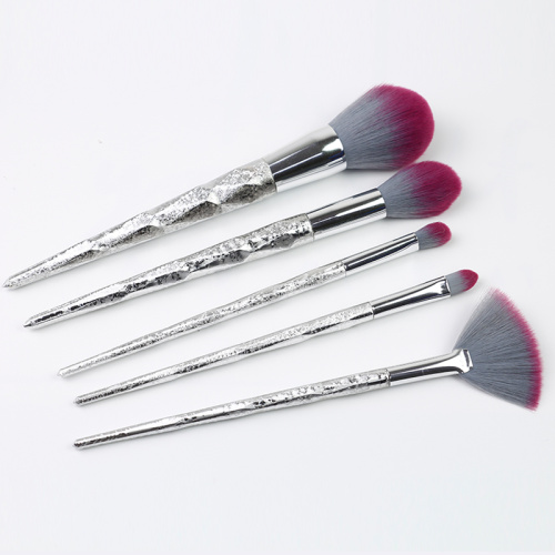 5 Pieces Shiny Plastic Handleand Makeup Brush Kit