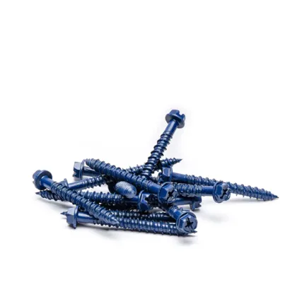 3/16\" x 1/4\" Blue Hex Flat Head Masonry Anchors | Masonry Screw Anchors | Concrete Anchor Screws