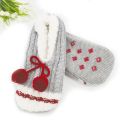 Anti slip Christmas Plush Slipper con empuñaduras