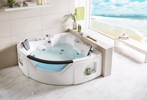 Baignoire d'hydrothérapie Whirlpool 1.54 * 1,54m baignoire en triangle intérieur à jet