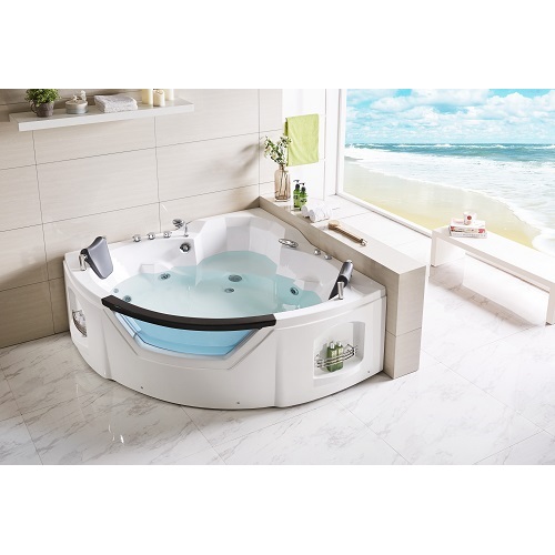 Whirlpool Hydrotherapy Bathtub 1.54*1.54m Indoor Triangle Jetted Hydromassage Bathtub