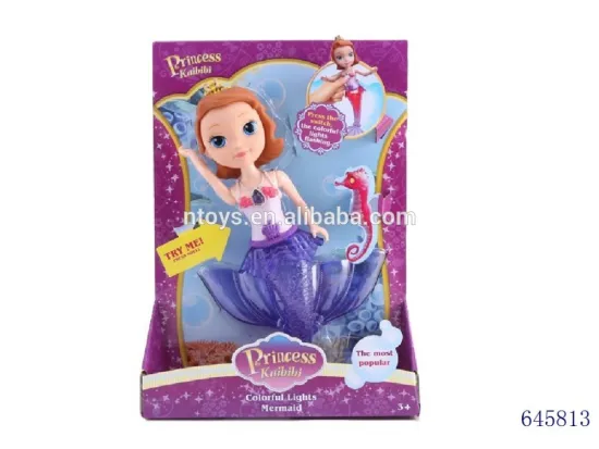 2016 NEWEST 12.5" SOLID BODY MERMAID FASHION VINYL DOLL SET WITH LIGHT