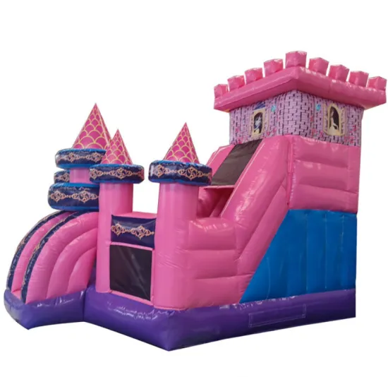 Inflatable Castle Trampoline with Slide: Pink Bounce House for Outdoor Entertainment