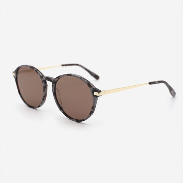 Oval Acetate And Metal Combined Female Sunglasses 23A8117