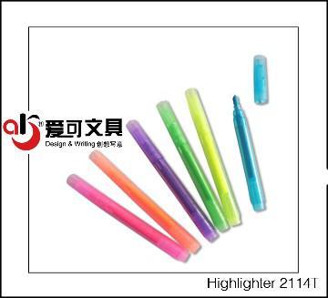 trong suốt thùng nhựa tốt highlighter sợi tip mà không có clip