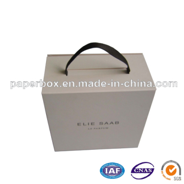 Foldable Paper Gift Box with Hard Ribbon Handle (FXS-038)