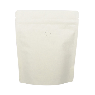 Chicchi di caffè arrosto di carta bianca opaca doypack con chiusura zip sigillabile a calore