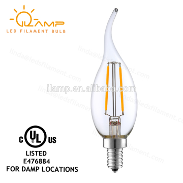 E12 E14 B22 E26 E27 Dimmable C35 Filament LED Light Candle 2W 4W 6W Bent-tip 2200K 2700K 220V