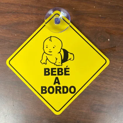 Auto Suction Cup Warning Card for Bebe a Bordo Car Stickers