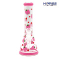 Glass Thick Bottom Beaker Bong with Strawberry pattern