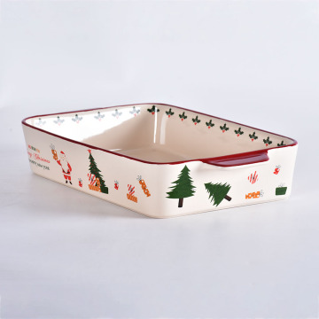 Bandeja para hornear de cerámica de 3 piezas al por mayor de Navidad para hornear