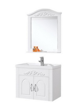 YB-7065 PVC bathroom cabinet with mirror and basins