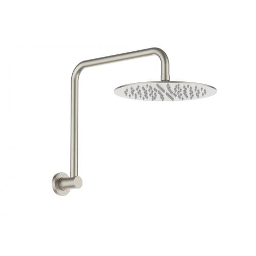 Pommeau de douche pluie nickel brossé avec bras de douche