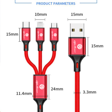 FLYJ Car Styling 3 In 1 Mobile Phone Micro USB Type C Charger for Huawei IPhone for Alfa Romeo 147 156 159 Auto Accessories