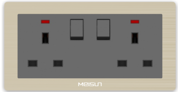 Double square socket with DP switch and neon