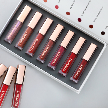 Ensemble de rouge à lèvres liquide mat à 7 couleurs - Kit de maquillage professionnel des lèvres avec brillants imperméables