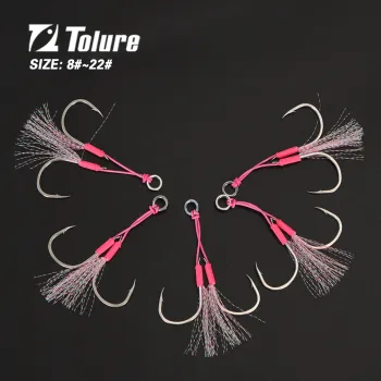 Tolure Assist Hook High Carbon Steel Jig and Saltwater Fishing Hooks 8#-22#