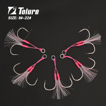 Tolure Assist Hook High Carbon Steel Jig and Saltwater Fishing Hooks 8#-22#