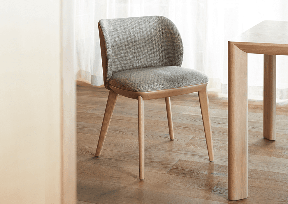 Wood Leg Dining Chair with Soft Padded Seat