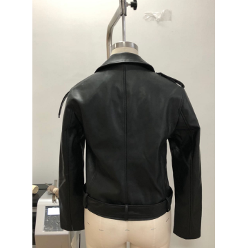 Veste de moto noire en similicuir pour femme