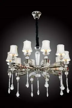 silver silk shade pendant lamp with top crystal,decoration lighting