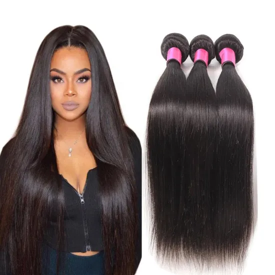 Free Sample Bone Straight Human Hair Bundle with 13x4 Lace Closure in Bulk, 100% Unprocessed Virgin Brazilian Human Hair Bundles