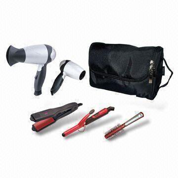 Hair Styling Set, Includes Mini Curling Iron, Pocket Straightener and Travel Dryer