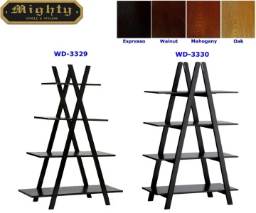Wooden X Shaped 4 Tier Leaning Ladder Book Shelves