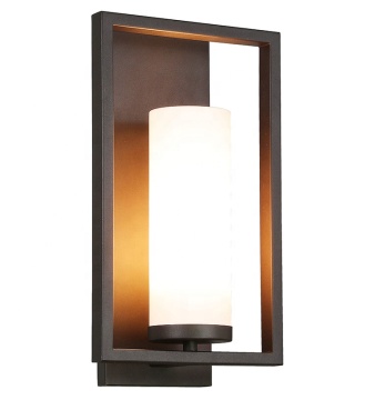 Donkere bronzen enkele lichtwandlamp met witte acrylschaduw voor woningdecoratie