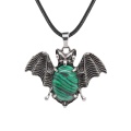 Malachite 13X18mm Cabs Antique Silver Alloy Antique Silver Alloy Bat Pendant for DIY Making Jewelry