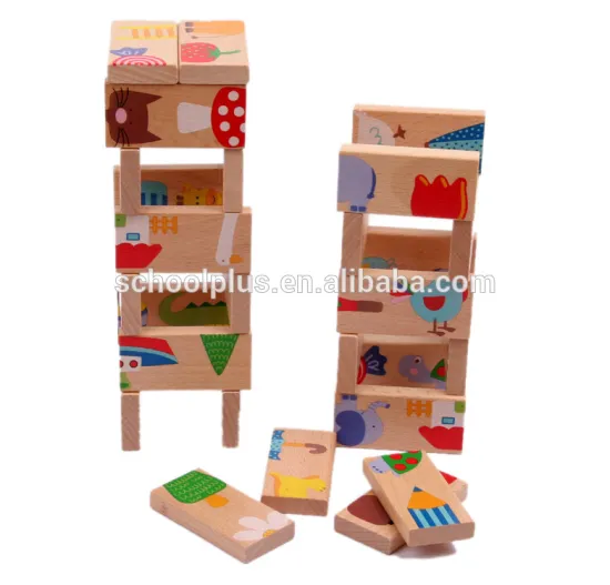 Wooden meets dragon dominoes puzzle educational toy for kids