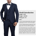 WYWK Men's 3-Piece Suit Prom Wedding Set-Navy Blue-S