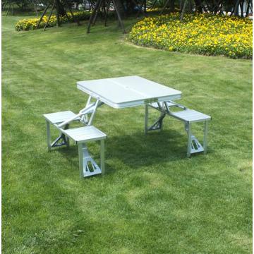 Mesa de picnic plegable de aluminio con silla con patas