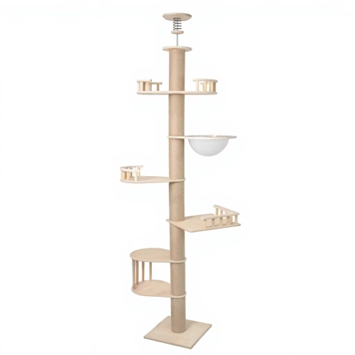 Heavy Duty Luxury Eco-Friendly Large Breed Wooden Cat Tree Scratcher Tower Climbing Playground Rest Platform Durable