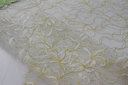 Nylon Metallic Flower Lace Fabric