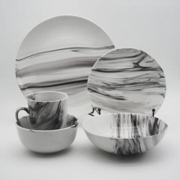 Conjunto de jantar de porcelana de marmoreio, conjunto de jantar bom chinês, conjunto de jantar de porcelana de luxo