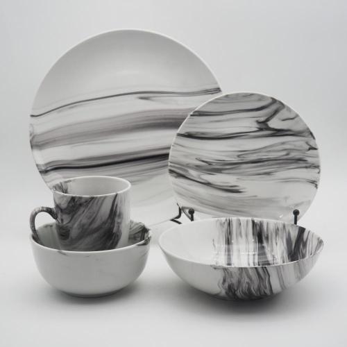 Conjunto de jantar de porcelana de marmoreio, conjunto de jantar bom chinês, conjunto de jantar de porcelana de luxo