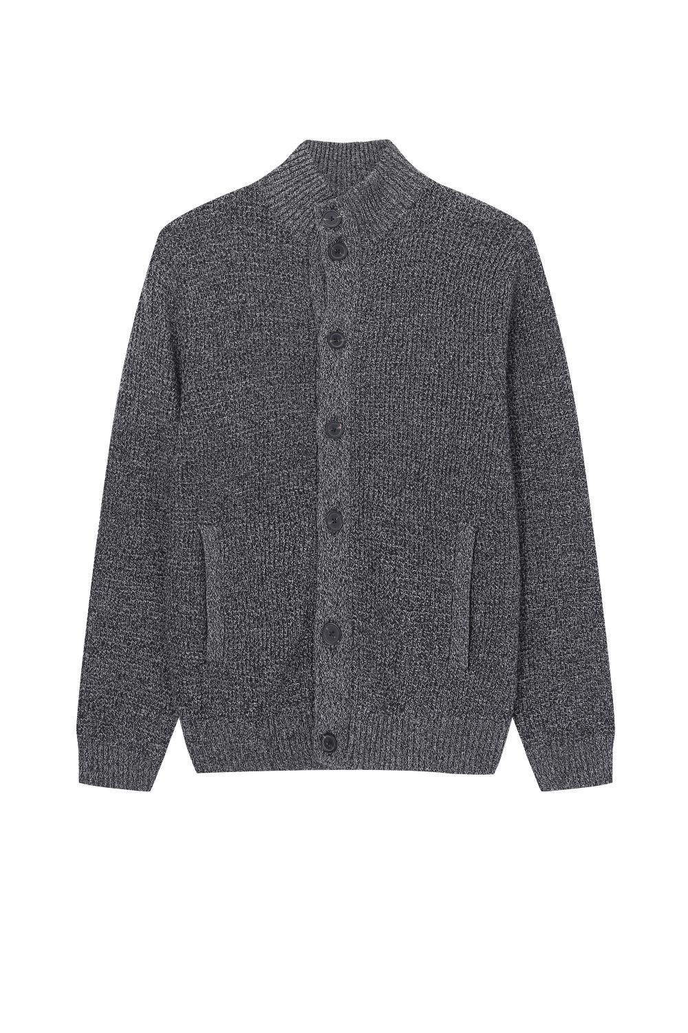 Cardigan homme tricoté avec poche boutonnée texturée à col montant