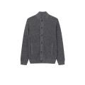 Men's Knitted Stand Collar Textured Buttoned Pocket Cardigan