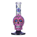 9,4 pouces Hippies Glass, Bong de bécher en verre squelette violet, Bong mignon de fleur, pipe d'eau en verre borosilicate, brochement en verre