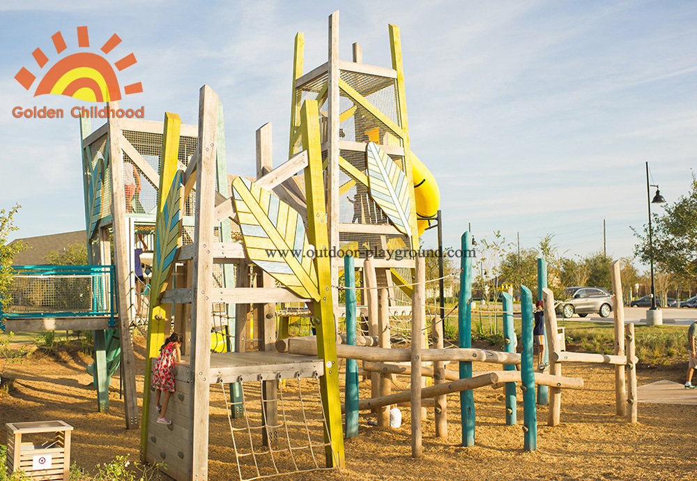 outdoor Wooden Tower Playground for kids