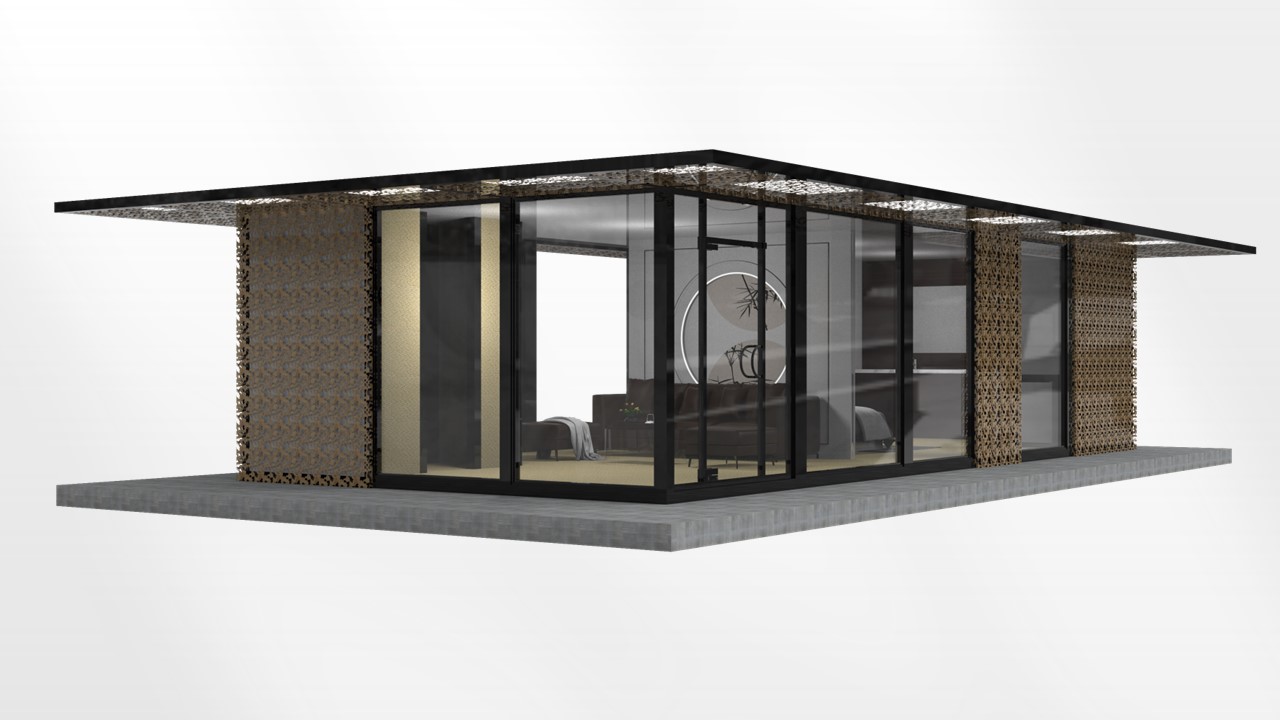 Glass + steel structure prefabricated houses
