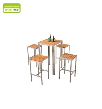 Stainless Steel Frame Bar Table And Chair Set