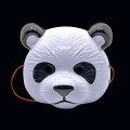 Máscara de panda de PVC com textura peluda branca preta