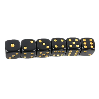Square Opaque Dice Black with Gold Pip