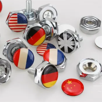 Customized Aluminum Alloy 8mm Country Flag Logo Car License Plate Bolt