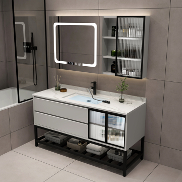 Modern Double Sink Vanity Set with Mirror for Luxury Bathroom