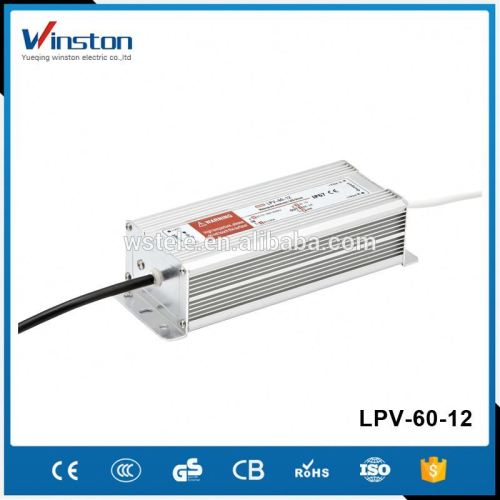 CE RoHS IP67 LPV-60-5 60W 5v 12a constant voltage led driver with 2 years warranty