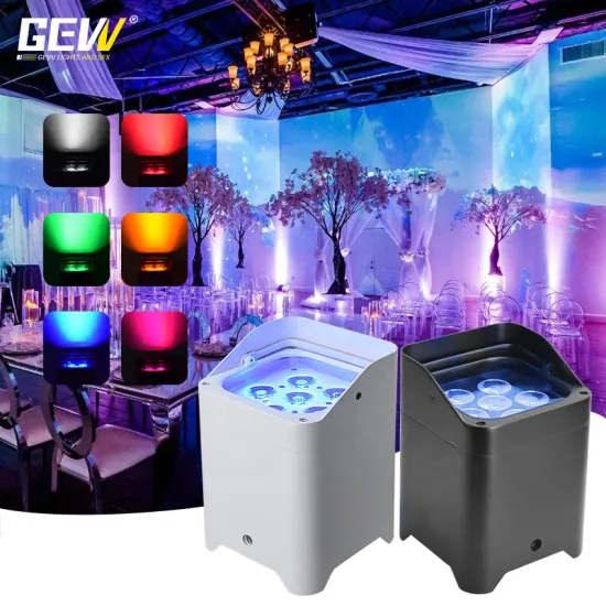 GEVV 6x18w RGBWA UV Wireless DMX Battery-Powered LED Uplight for Events