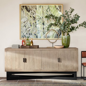 Customized Simple Oak 4-Door Kitchenware Storage Cabinet for Luxury Dining Rooms